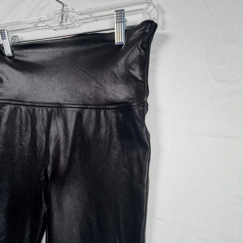 Spanx Faux Leather Leggings Black High Waist Shaper Pants Large 20110R